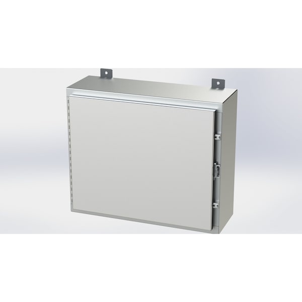 Padlockable Hasp Electrical Enclosures, 20 in H, 8 in D, 24 in W, NEMA 4X, 304 Stainless Steel